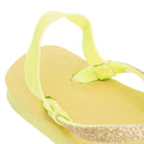 Yellow - Back - FLOSO Childrens Girls Plain Toe Post Flip Flops With Glitter Strap