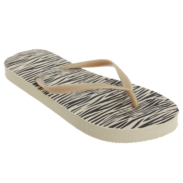 Zebra Print - Front - FLOSO Womens-Ladies Animal Print Toe Post Flip Flops