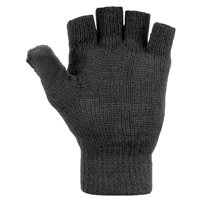 Charcoal - Back - FLOSO Mens Plain Thermal Winter Capped Fingerless Gloves