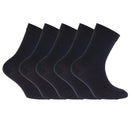 Navy - Front - FLOSO Childrens-Kids Plain School Socks (Pack Of 5)