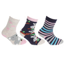 Navy-Beige-Pink - Front - FLOSO Childrens Girls Cotton Rich Gripper Socks (3 Pairs)