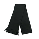 Black - Front - FLOSO Ladies-Womens Plain Thermal Fleece Winter-Ski Scarf With Fringe