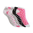 Hearts - Back - Floso Womens-Ladies Trainer Socks (Pack Of 5)